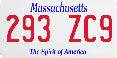 MA license plate 293ZC9
