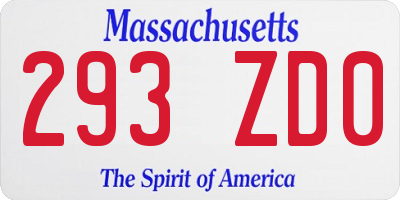 MA license plate 293ZD0