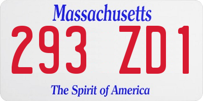 MA license plate 293ZD1