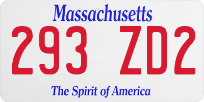 MA license plate 293ZD2