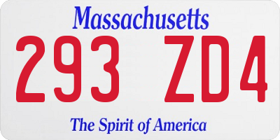 MA license plate 293ZD4