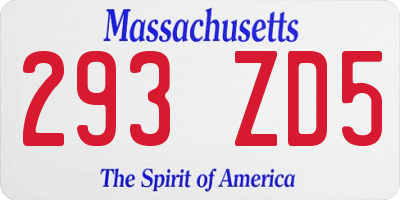 MA license plate 293ZD5
