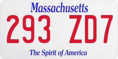 MA license plate 293ZD7