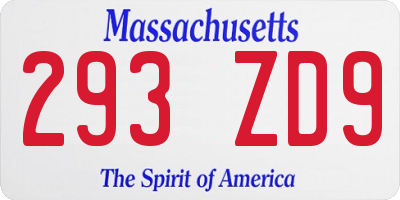 MA license plate 293ZD9