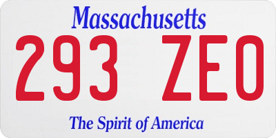 MA license plate 293ZE0