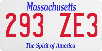 MA license plate 293ZE3