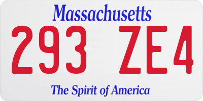 MA license plate 293ZE4