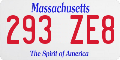 MA license plate 293ZE8