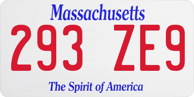 MA license plate 293ZE9