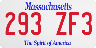 MA license plate 293ZF3