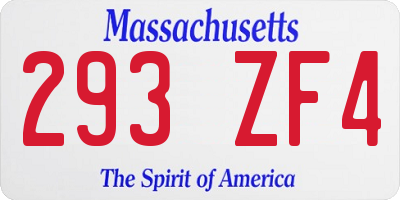 MA license plate 293ZF4