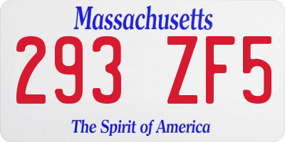 MA license plate 293ZF5