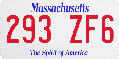 MA license plate 293ZF6