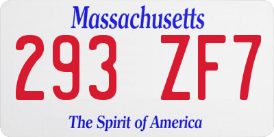 MA license plate 293ZF7