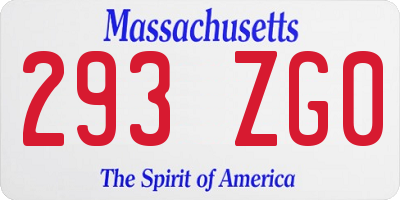 MA license plate 293ZG0