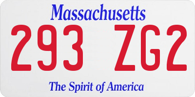 MA license plate 293ZG2