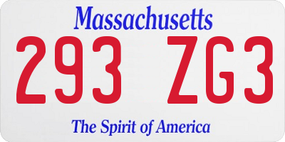 MA license plate 293ZG3