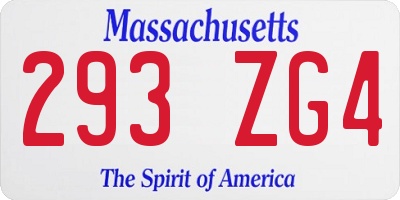 MA license plate 293ZG4