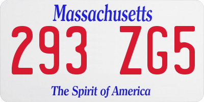 MA license plate 293ZG5