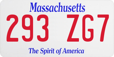 MA license plate 293ZG7