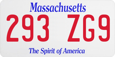 MA license plate 293ZG9