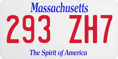 MA license plate 293ZH7