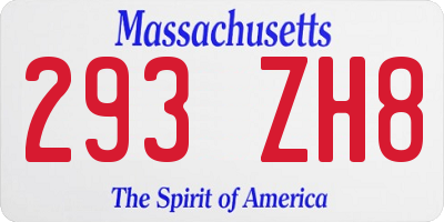 MA license plate 293ZH8
