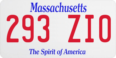 MA license plate 293ZI0