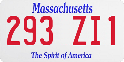 MA license plate 293ZI1
