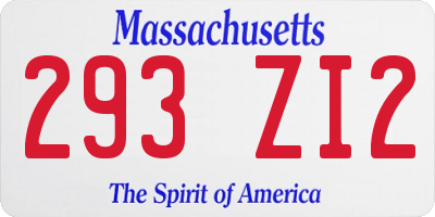 MA license plate 293ZI2