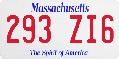 MA license plate 293ZI6