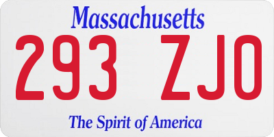 MA license plate 293ZJ0