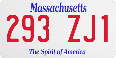 MA license plate 293ZJ1