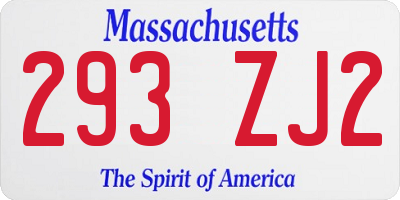 MA license plate 293ZJ2