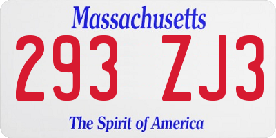 MA license plate 293ZJ3