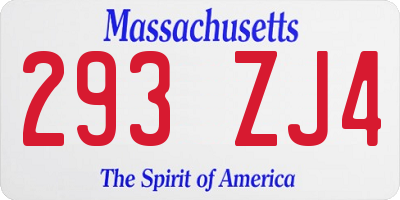MA license plate 293ZJ4
