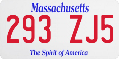 MA license plate 293ZJ5