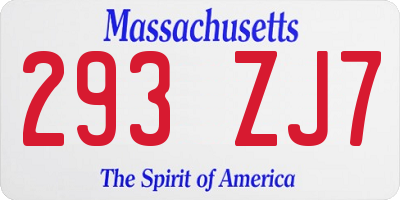 MA license plate 293ZJ7