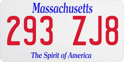 MA license plate 293ZJ8