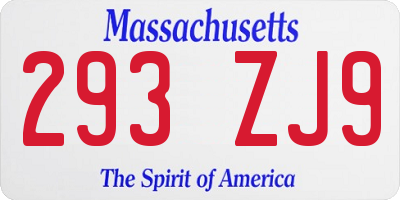 MA license plate 293ZJ9