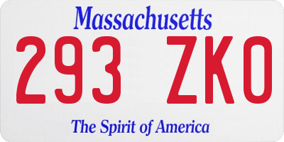 MA license plate 293ZK0