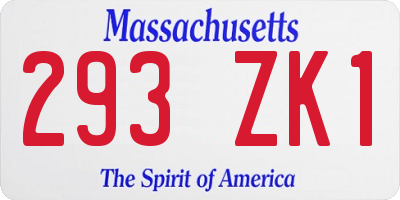 MA license plate 293ZK1