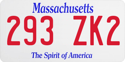 MA license plate 293ZK2