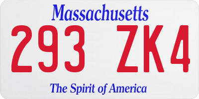 MA license plate 293ZK4