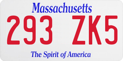 MA license plate 293ZK5