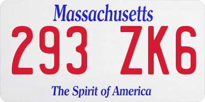 MA license plate 293ZK6