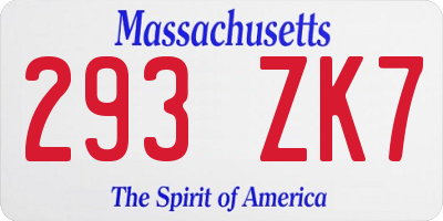MA license plate 293ZK7