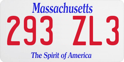MA license plate 293ZL3