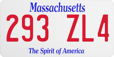 MA license plate 293ZL4