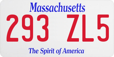 MA license plate 293ZL5